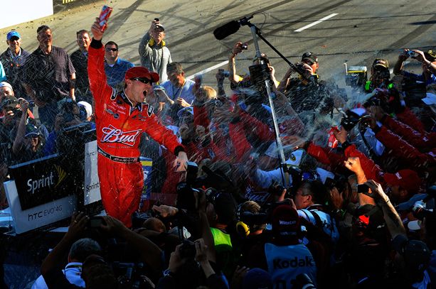 Kevin Harvick climbs out of the No. 29 Budweiser Chevrolet after winning the Goody's Fast Relief 500 at Martinsville Speedway Credit: Jared C. Tilton/Getty Images for NASCAR